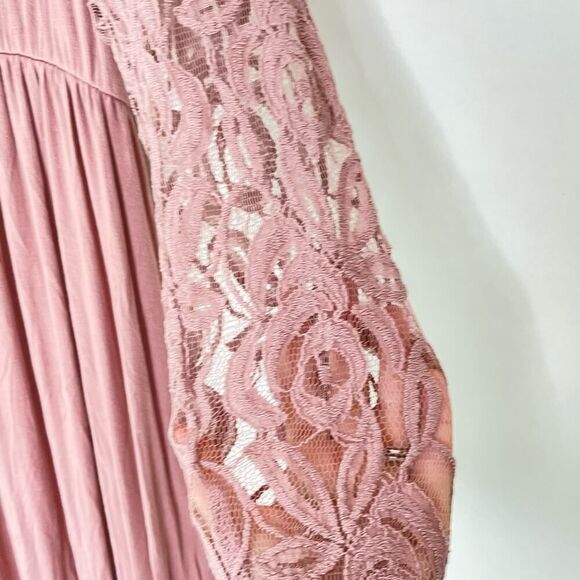 Pinkblush Long Stretch Rayon Lace Round Neck Long Sleeve Maxi Dress sz. XL #YY - Picture 9 of 12